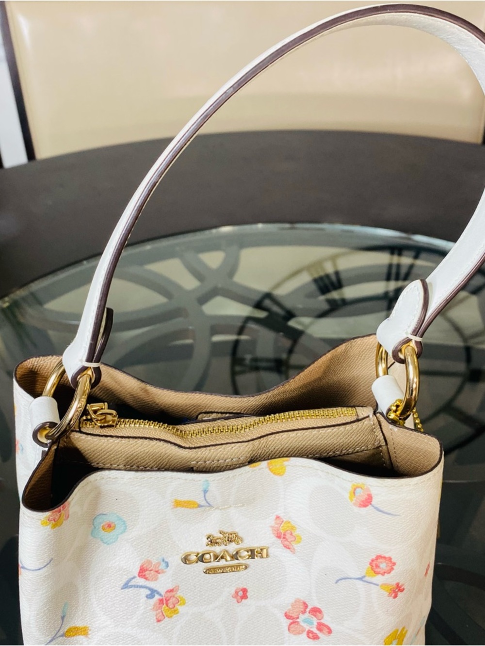 COACH Small Town Bucket Bag In Signature Canvas With Mystical Floral Print - Picture 6 of 12
